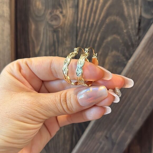 Elegant 14K Gold Plated Hoop Earrings - Picture 1 of 9